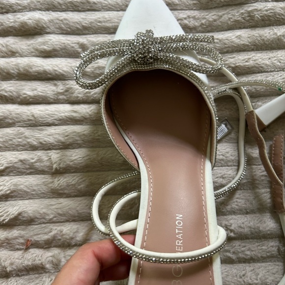 BCBGeneration heels white rhinestone wrap around sz 8.5 - Picture 7 of 9